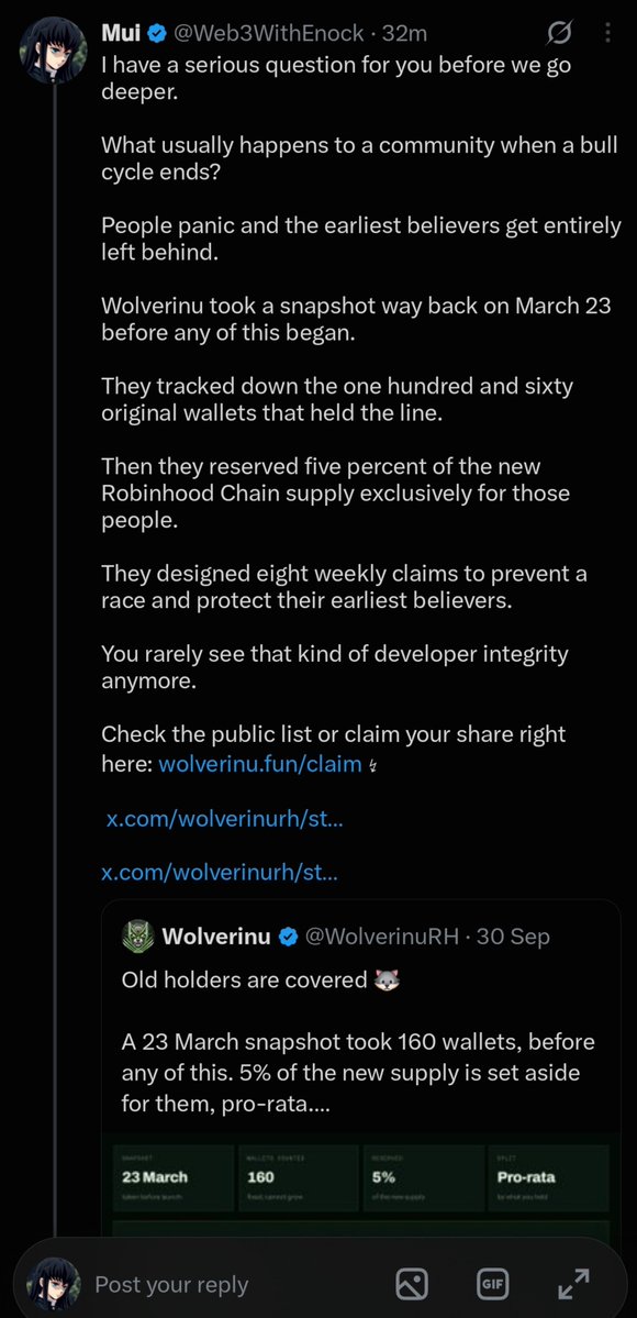 Web3WithEnock's tweet photo. @BrawlStreetGame @WolverinuRH (X at it again!)

Tweet 2 went unavailable, but you cannot hide developer integrity. 

Here is the screenshot of exactly what they did for the earliest believers. ↯🐺

CA: 0x945626601703d126877c33a3d0def244c833550d https://t.co/xbCV5q5lbT