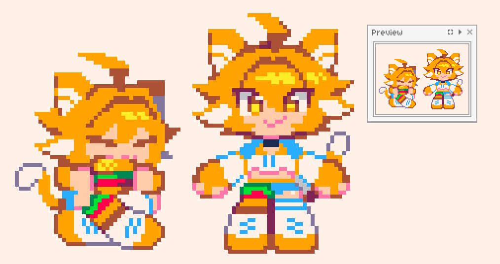 DinPixels's tweet photo. #pixelart #ドット絵 #wip 🐱🍔 https://t.co/nmb3Iyx5my