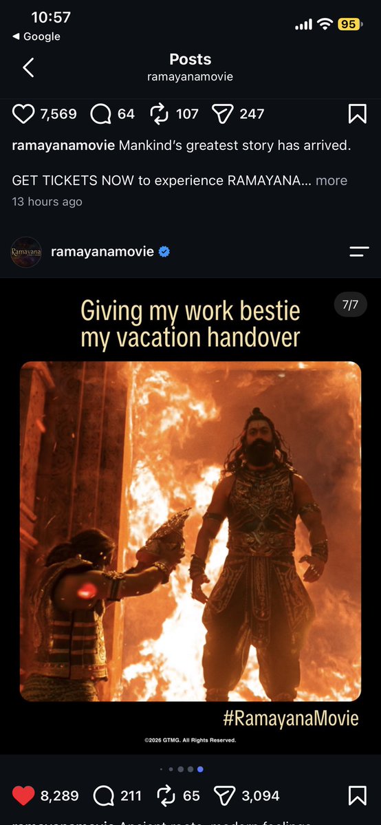 Shreyanshakki's tweet photo. #RamayanaOnNov5th How is the admin even approving this? What kind of promotional content is this? Making memes to promote is absolutely unacceptable. This is an emotion for millions of people, not something to turn into a joke for marketing. Delete this post now. It is shameful. https://t.co/EpOEvzWlY0