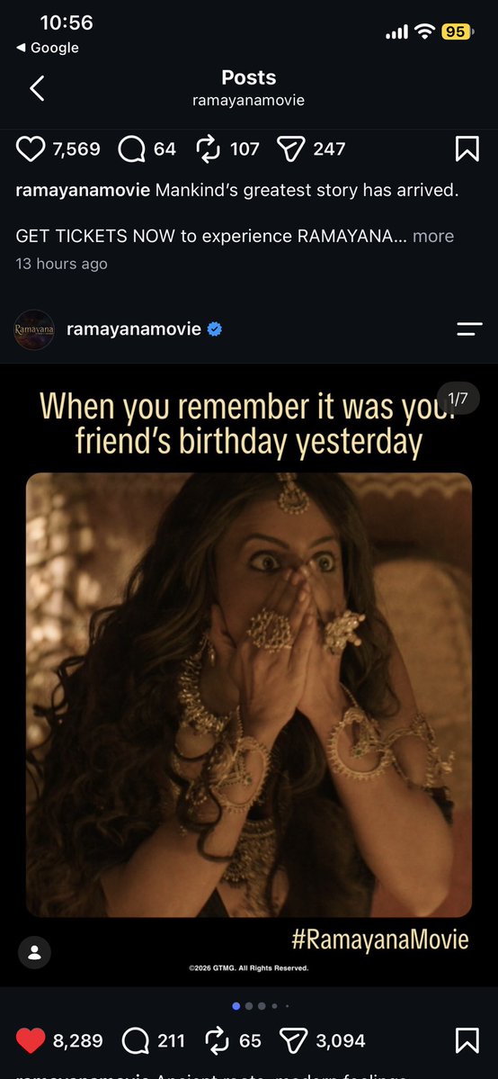 Shreyanshakki's tweet photo. #RamayanaOnNov5th How is the admin even approving this? What kind of promotional content is this? Making memes to promote is absolutely unacceptable. This is an emotion for millions of people, not something to turn into a joke for marketing. Delete this post now. It is shameful. https://t.co/EpOEvzWlY0
