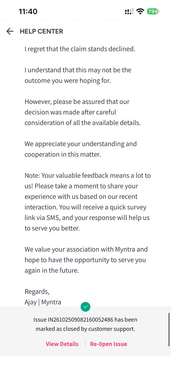 Nikhil2007267's tweet photo. Shocking service @myntra @MyntraSupport 
Received wrong item (Order #134420487459399175701). Despite emailing clear unboxing video proof, return was rejected repeatedly. Pick up the item &amp; refund my money immediately, or I will file an NCH complaint. https://t.co/hQ320IhhNF