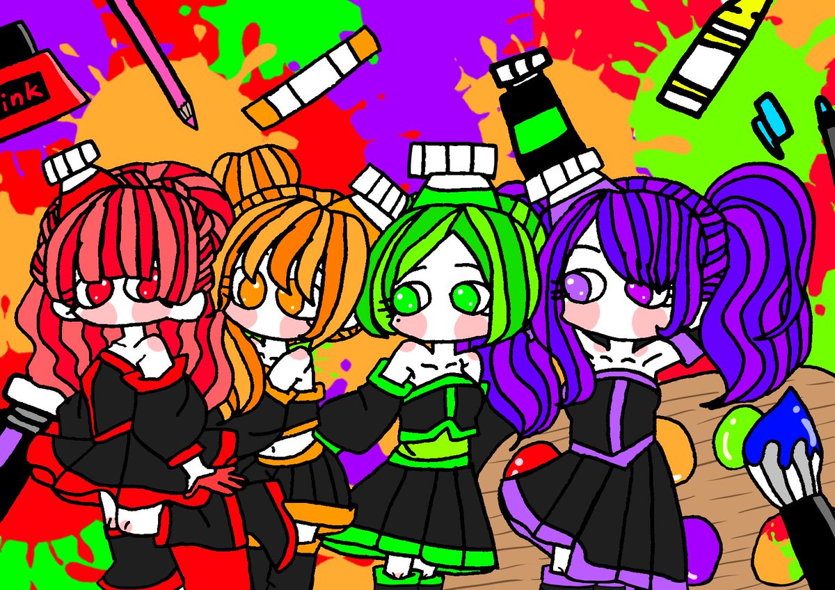 ichigoMars2525's tweet photo. 前回の三原色ガールズに引き続き、蛍光色ガール✨
今回は違う色でやってみたよっ！
#蛍光色 
#デジタル画 https://t.co/vW2POgXCQN