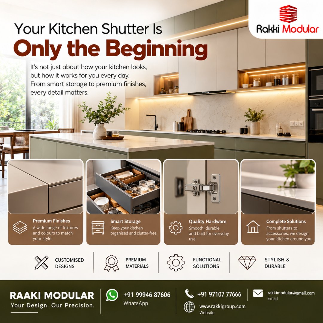 RakkiModular's tweet photo. ✨ Your kitchen shutter is only the beginning! Smart storage, quality hardware &amp; precision craftsmanship create a kitchen that's beautiful and functional.
📞 +91 99946 87606
#RakkiModular #ModularKitchen https://t.co/od6OuR5EcX