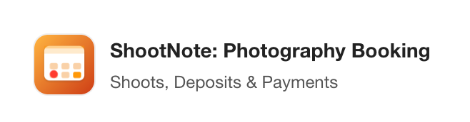 yang_dev_app's tweet photo. Saturday wedding, Sunday portraits, Wednesday commercial.
The shooting is the easy part — remembering all of it isn't.

ShootNote keeps the booked days, the deposit you took, the balance still owed, and the delivery date in one place.

Search "ShootNote" on the App Store. https://t.co/EJyx0W3x8f