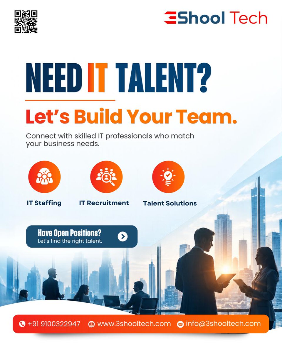 3shoolTech's tweet photo. Need IT Talent? Build Your Team | 3ShoolTech
Build a stronger team with the right IT professionals for your business needs. Contact 3ShoolTech today to find the right talent for your open positions.
#3ShoolTech #ITStaffing #ITRecruitment #ITTalent https://t.co/QdCeSnEiPZ
