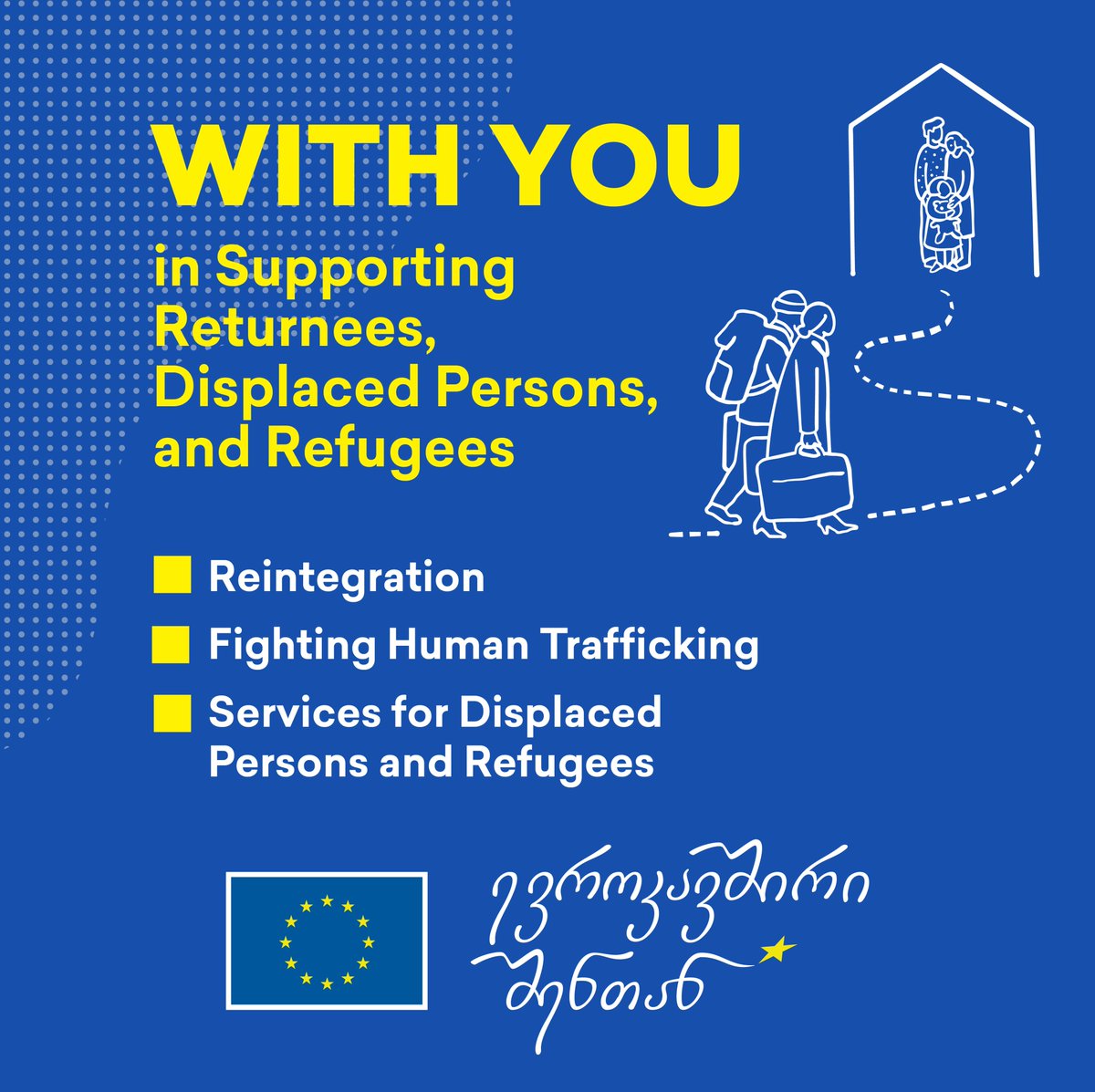 EUinGeorgia's tweet photo. The 🇪🇺’s €38M in new 2026 projects will support safe migration and asylum in 🇬🇪, helping returnees reintegrate, supporting displaced people and refugees, and raising awareness of trafficking risks and support for survivors.

https://t.co/tkIacWbB3Q
#EUwithYou #ევროკავშირიშენთან https://t.co/6hhnHrQh8t