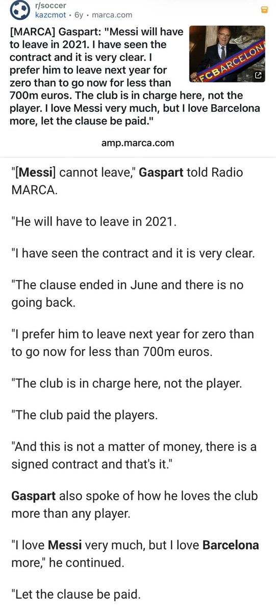 evilpoodle4ever's tweet photo. leo wanna leave barca and joined mancity w pep in 2020, he studied english for a year and half. ha can leave for free by June 10. but bc of covid, the season ended after June 10, so barca argued that if messi wanted to leave, he’d have to pay the €700 million release clause. mancity’s lawyers told messi they were confident he could win the case, but messi didn’t want to take barca to court, so he ended up staying.