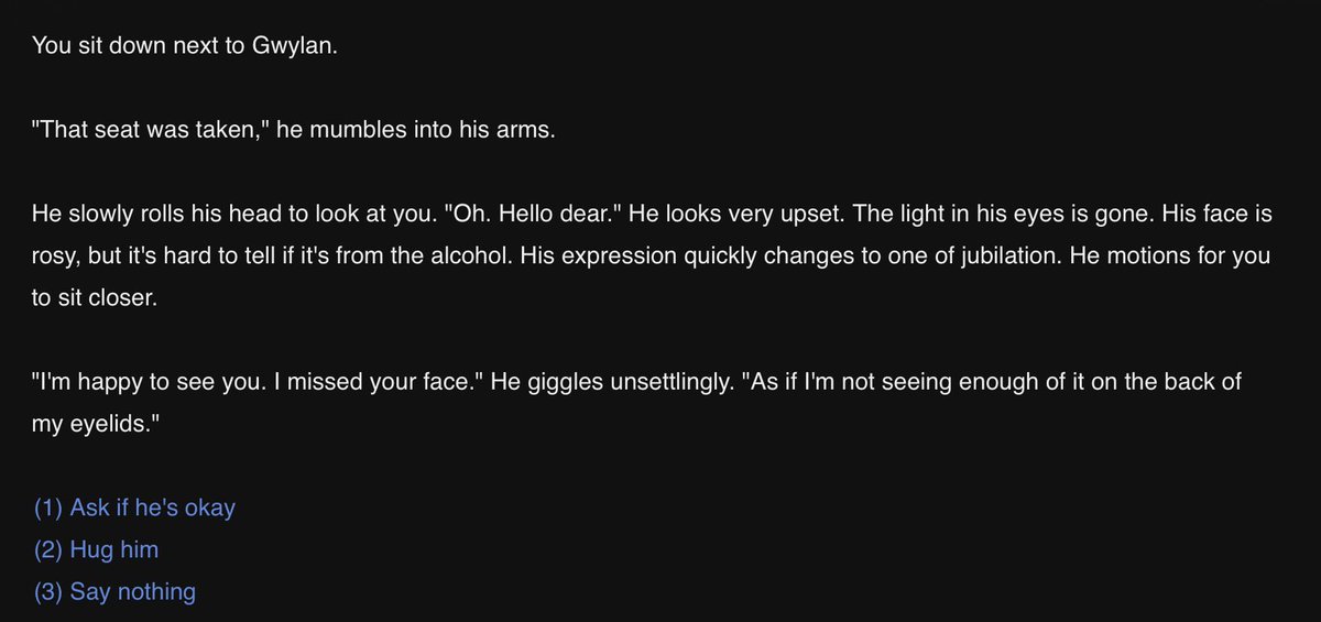69Gwylan's tweet photo. Got curious on what’ll happen if you say nothing to Gwylan and left him at the pub and ONG it’s devastating to read but ik my pc would do that https://t.co/EFRVq76rmt