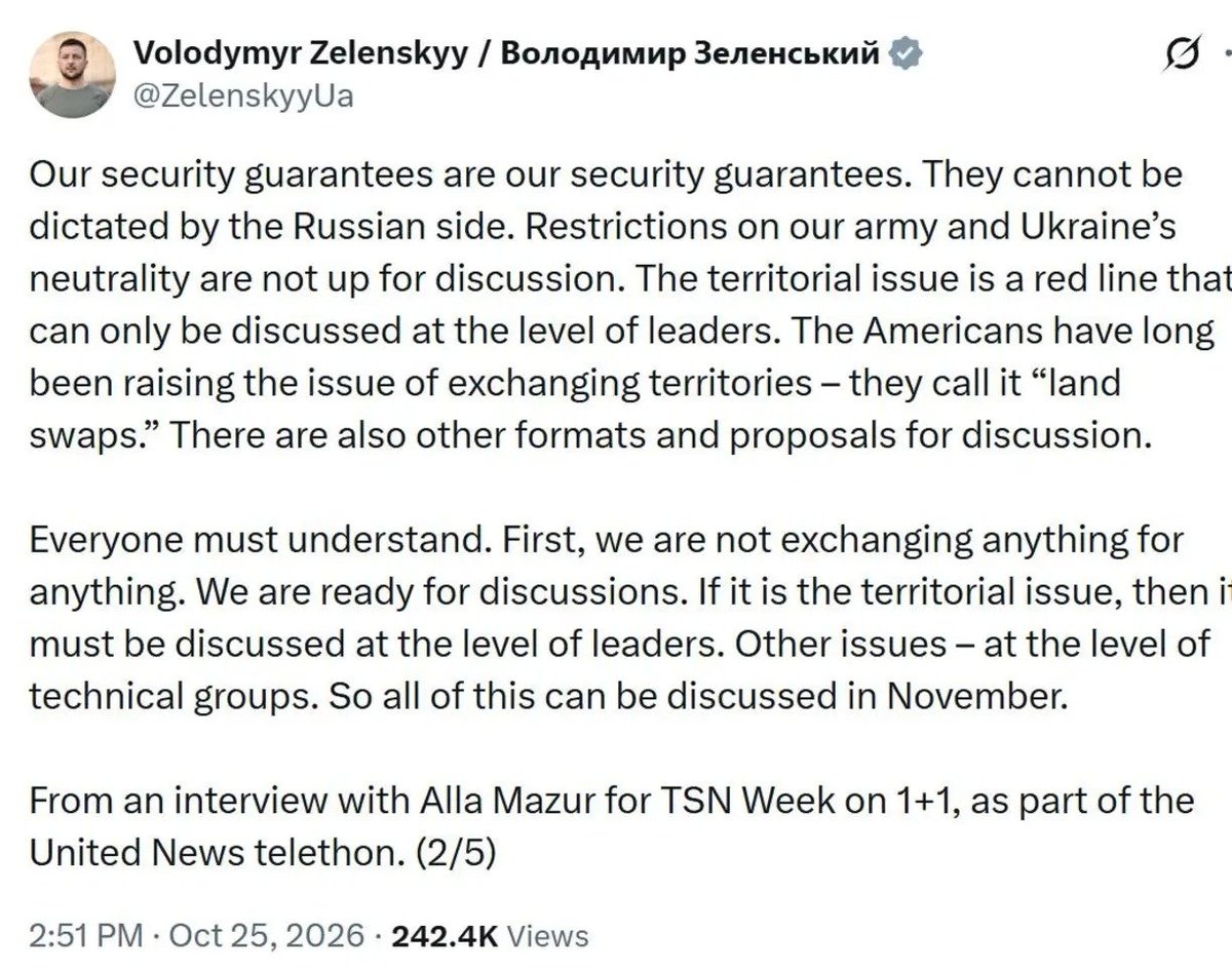 Glenn_Diesen's tweet photo. Zelensky argues that restoring Ukraine’s neutrality is not even up for discussion... Russia went to war to stop NATO expansion, so if that issue is off the table, what exactly are these peace negotiations supposed to negotiate? https://t.co/LFBFi0DkTZ