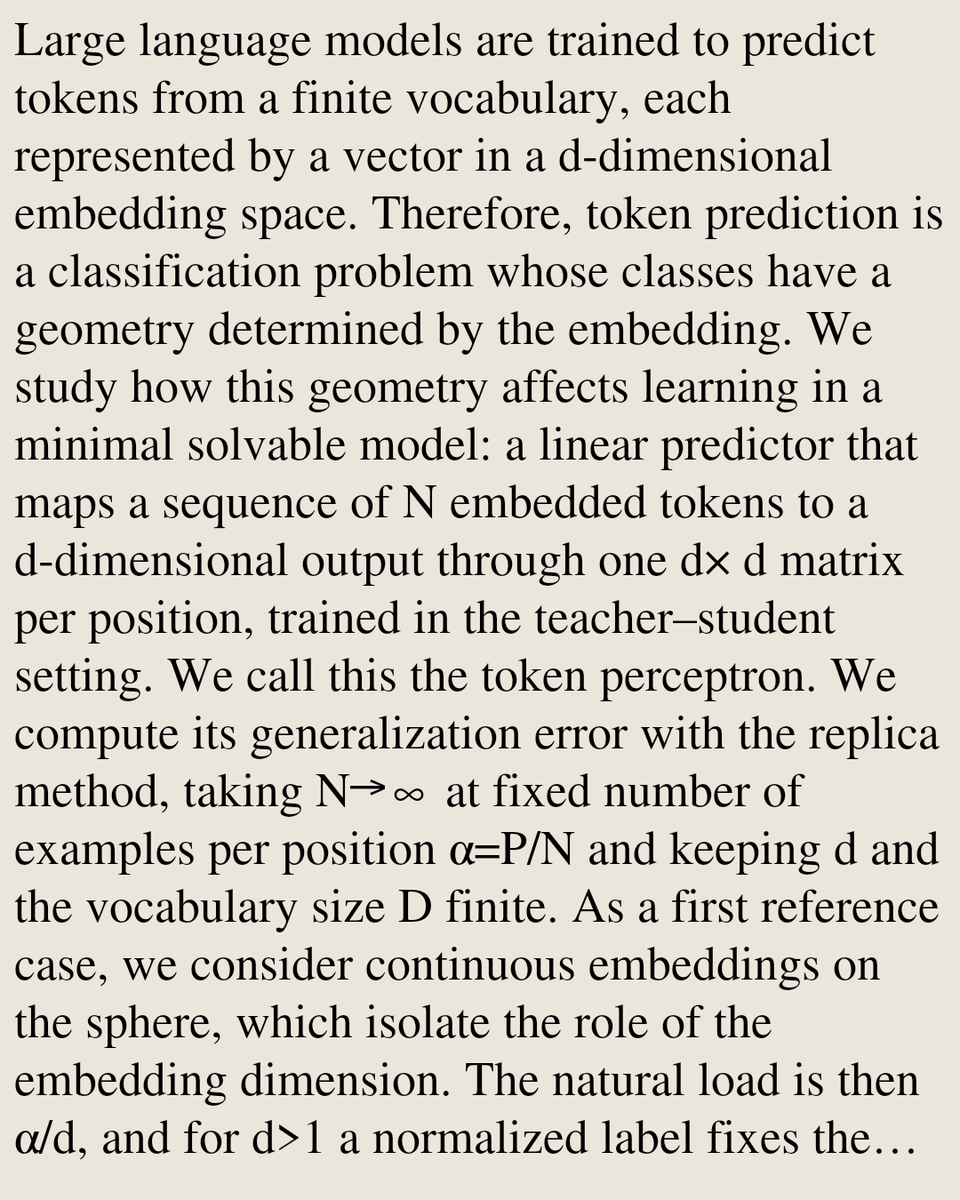 LFUS's tweet photo. Generalization properties of the token perceptron: the role of embedding and vocabulary

Dario Bocchi, Matteo Negri, Flavio Nicoletti, Francesco D'Amico
https://t.co/sPsmqMAiDQ [𝚌𝚘𝚗𝚍-𝚖𝚊𝚝.𝚍𝚒𝚜-𝚗𝚗 𝚌𝚘𝚗𝚍-𝚖𝚊𝚝.𝚜𝚝𝚊𝚝-𝚖𝚎𝚌𝚑 𝚌𝚜.𝙻𝙶 𝚜𝚝𝚊𝚝.𝙼𝙻] https://t.co/5GhUYOSkAX