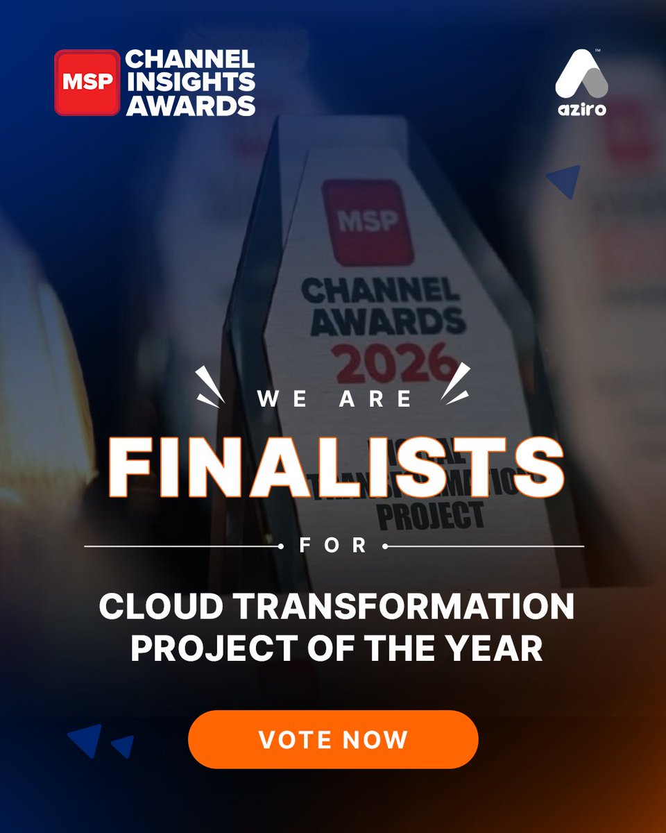 AziroTech's tweet photo. We're honored to announce that we've been shortlisted for Cloud Transformation Project of the Year, recognising the very best of the managed services channel.

Public voting is now open. You can cast your vote here: https://t.co/m1FTpxt5rX

#MSPChannelAwards #ManagedServices #MSP https://t.co/XcyZYc3MN8