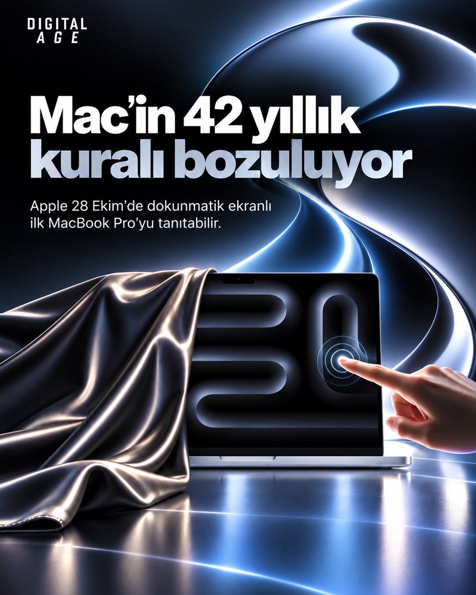 digitalage's tweet photo. Mac'in 42 yıllık tarihinde bir ilk yaşanabilir. 💻

Apple'ın 28 Ekim'deki "Pro and Tell" tanıtımında dokunmatik OLED ekranlı MacBook Pro bekleniyor. M6 yongalı Mac'ler ve OLED ekranlı iPad mini de gündemde. Apple henüz hiçbirini doğrulamış değil.

🗞️Haberin tamamı: https://t.co/QUfvn6RRBG