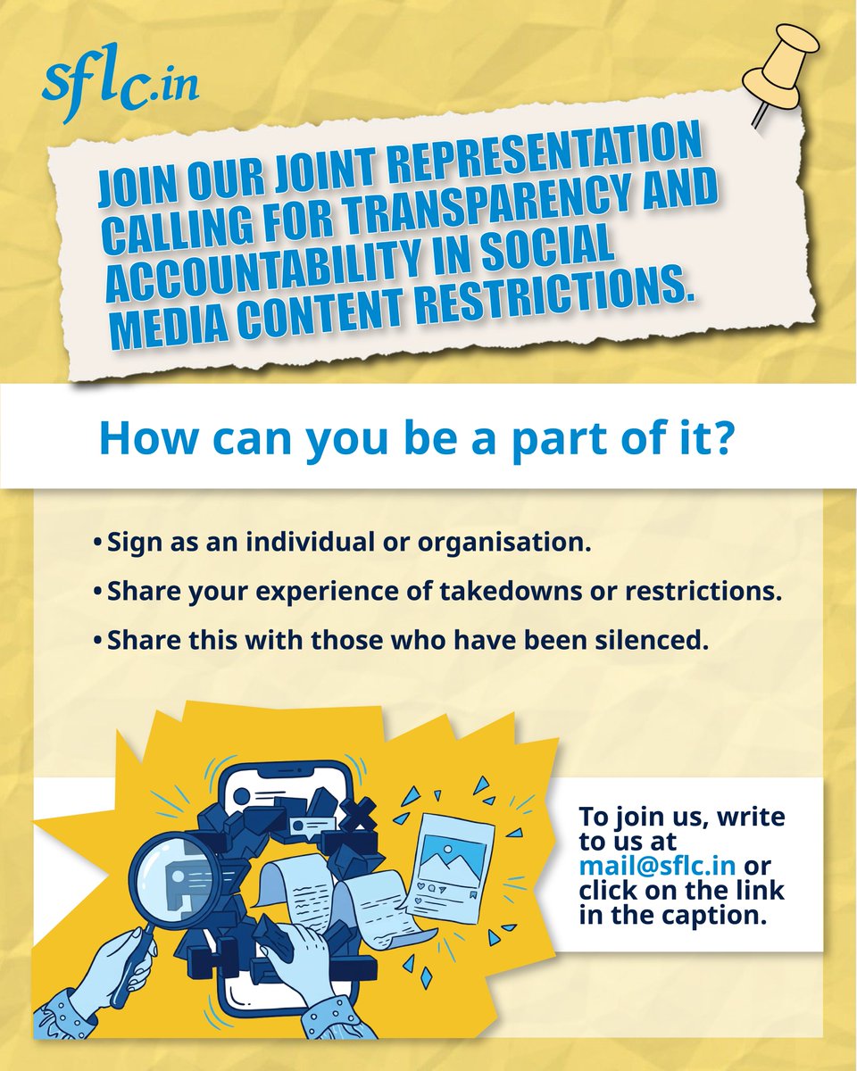 SFLCin's tweet photo. https://t.co/NhFrIS6sdb is demanding the three Rs in our joint representation to social media platforms and the government. 

Know what these three Rs are. 👇🧵

Sign our representation here: https://t.co/Ej33Mlt59b

(1/4)
#freespeech #FoE #censorship https://t.co/XPjOWUCQ1Z