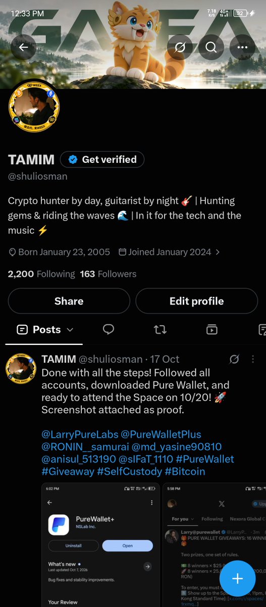 shuliosman's tweet photo. @WeexCn Love the new WEEX yellow look! Profile picture updated and screenshot shared. Best of luck everyone! 🚀💛 https://t.co/K3yQim2EHE