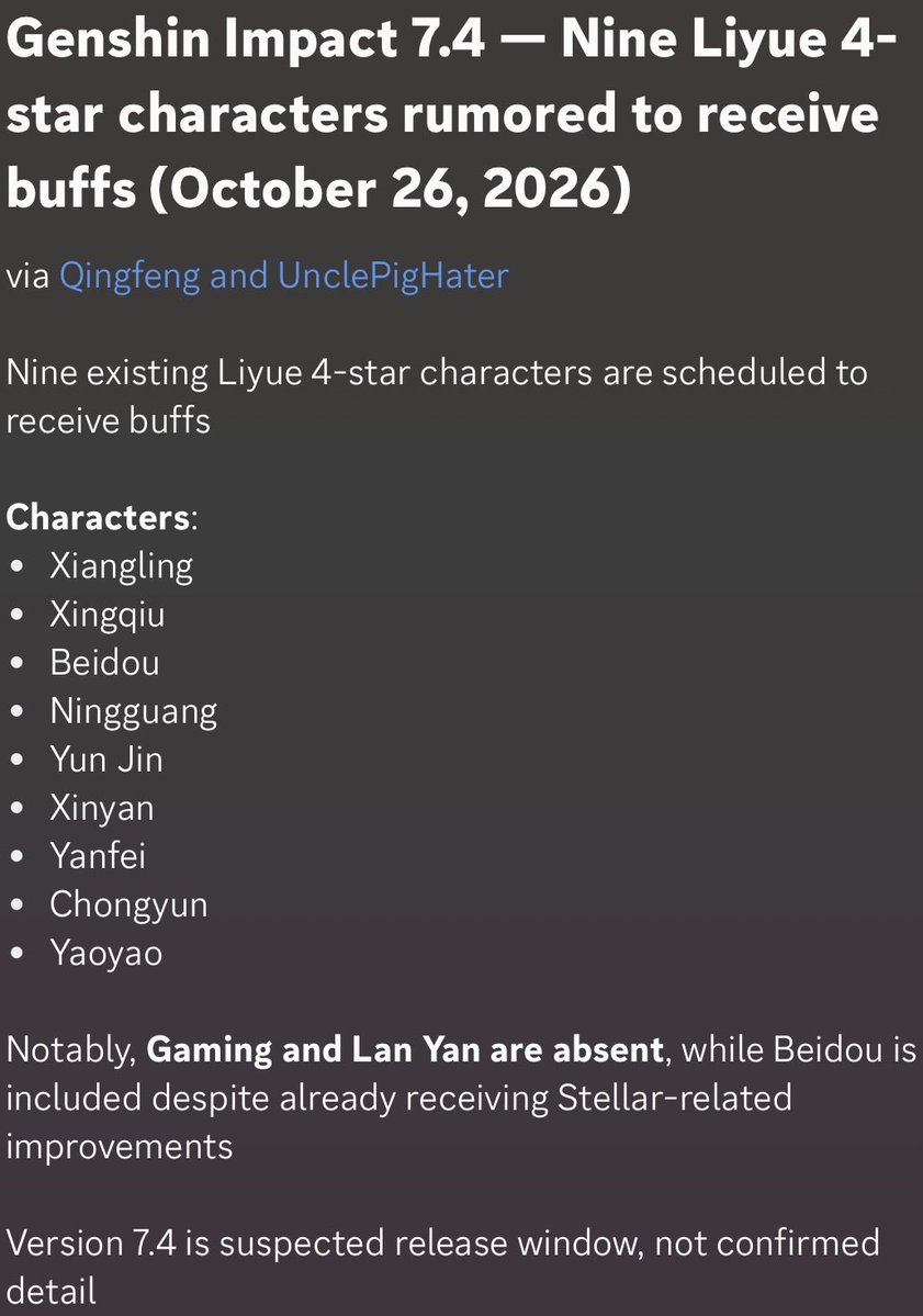 TreeeeCar's tweet photo. 7.4 leaks || why does beidou get another thing lol https://t.co/Sj6D52u7RL