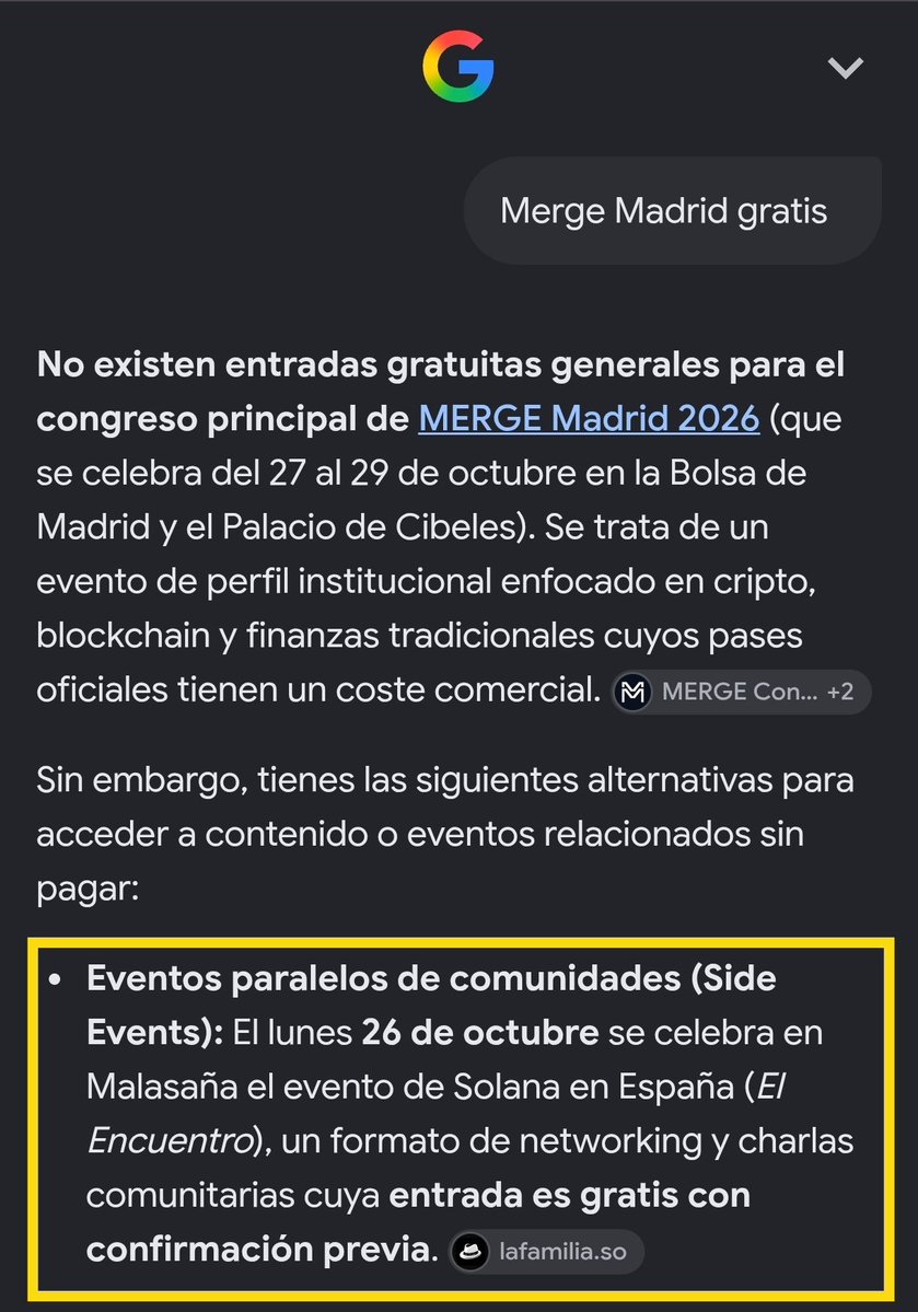 AlwaysRedox's tweet photo. Si buscas entradas gratis del Merge Madrid, Google te dice que no hay y sugiere ir a El Encuentro🤫

A quien veo hoy? https://t.co/I9NNVENhE2