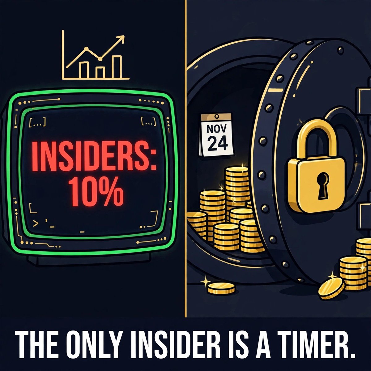 launchkeyfun's tweet photo. saw "insiders ~10%" on the terminals. that number is the dev buy. 99,352,410 GKEY, 100% of it in a Jupiter Lock escrow, frozen for 30 days. it cannot be sold, moved or touched until Nov 24. check it on chain, do not take my word for it https://t.co/yvFoHHDbIX