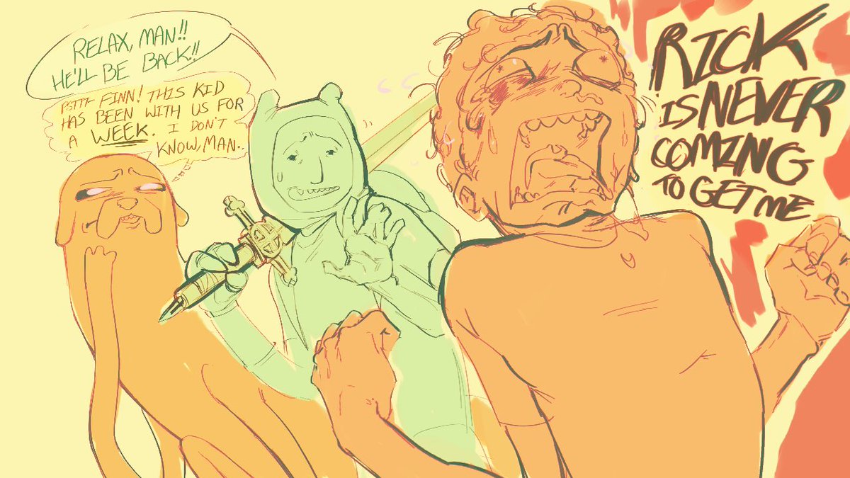 t_novachek's tweet photo. rick forgets morty in the adventure dimension and morty takes it really well https://t.co/LXcsPevxx9