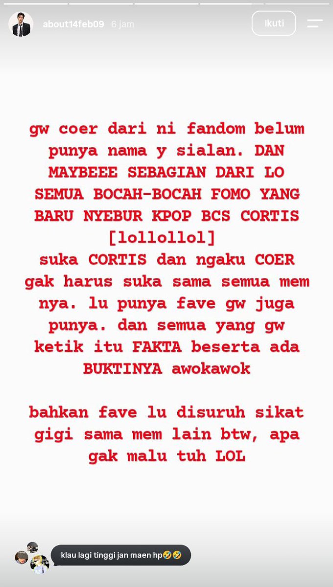 coertis_'s tweet photo. TOLONG BANTU RNB‼️

ni akun isinya ngehate juhoon, diingetin coer lain malah marah marah tantrum. tolong bantu report dan blocknya, jujur kit ati baca ketikannya yg kaya ga dipikir dlu itu:’))

🔗: https://t.co/PVV8CngMnm https://t.co/t1OzrPb0zH