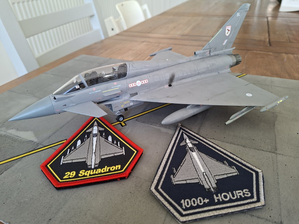 AircrewDebrief's tweet photo. Next off the modelling bench is ZJ813 first flew on 4 Nov 05 and was recorded as scrapped in May 2019. 813 had Antony Parkinson's name on the side, he was the first pilot in the world to reach 1000 hours on the Typhoon.

Parkys interview can be found here:
https://t.co/3ihwuFChKw https://t.co/uo6e8dWc7U