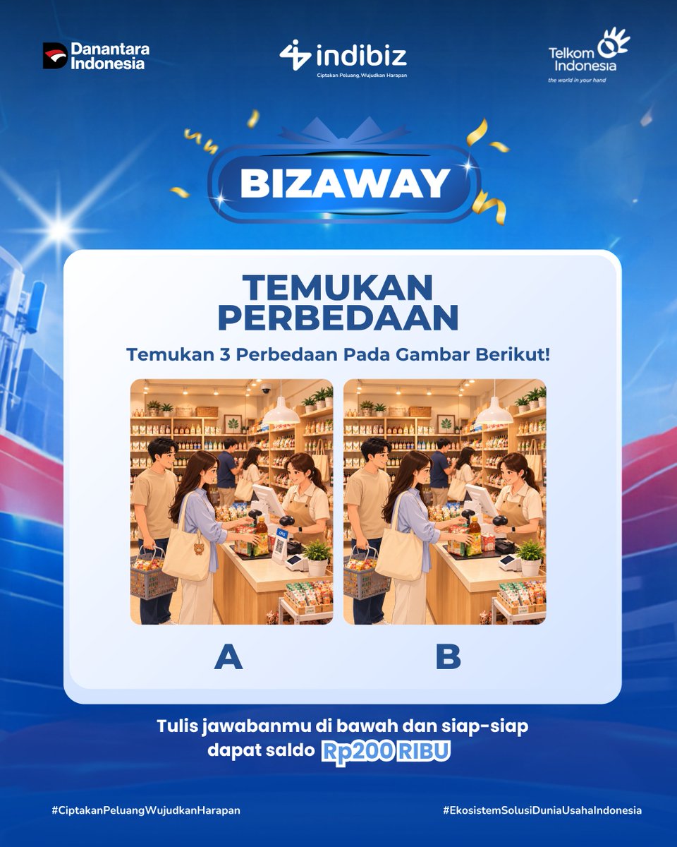 IndibizJBN's tweet photo. 🔎 Sobat Indibiz, seberapa jeli pengamatanmu? 👀

Ada 3 perbedaan tersembunyi di antara gambar A dan B. Coba temukan semuanya dan tuliskan jawabanmu di kolom reply, ya..!

Yuk, ajak teman-temanmu ikut meramaikan!

#IndibizJBN #MelayaniSepenuhHati #PromoSumpahPemuda #CiptakanPeluangWujudkanHarapan