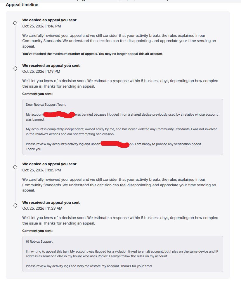 Tidut1435's tweet photo. @Roblox You banned 3 million accounts worldwide. You give us a 30-day window to appeal, but after I sent 2 appeals, I only received 2 automated AI responses before being blocked from sending any more. Why? Is it because you just want to show investors that you're a 'clean' platform? https://t.co/6dKfgmGoqO