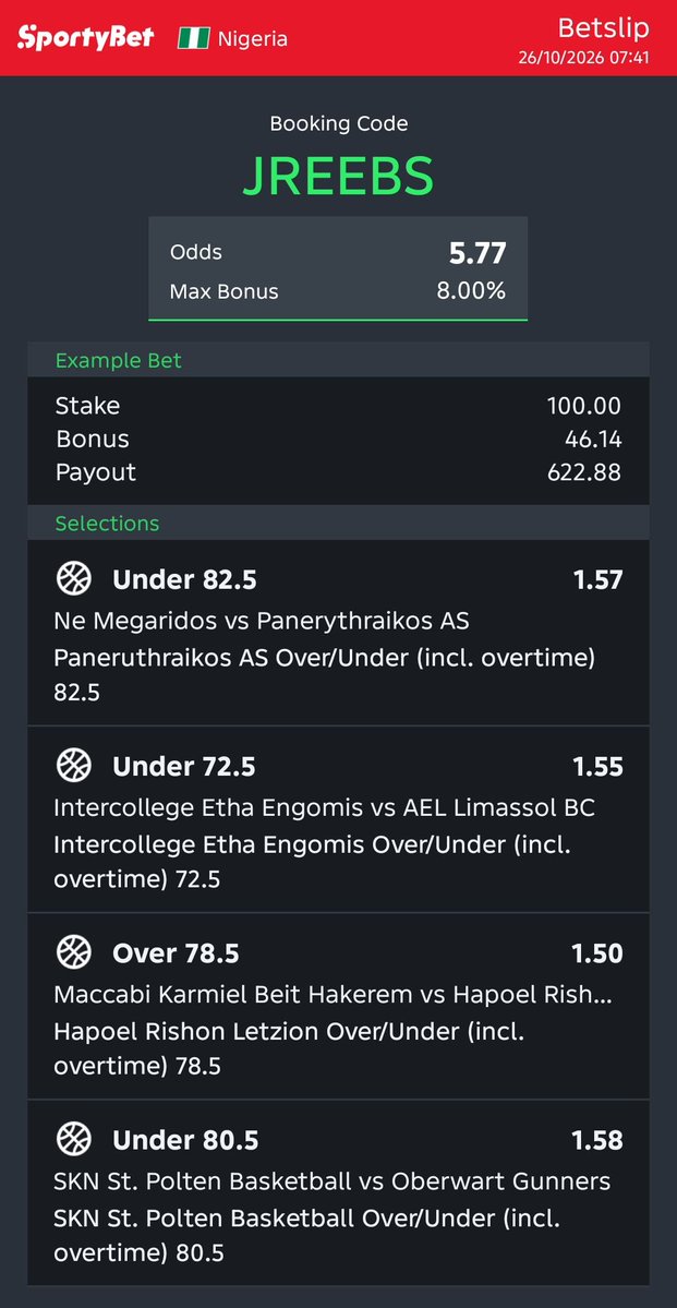 easyguy314's tweet photo. Basketball selections

Today's game

Sportybet

Code: JREEBS

5 odds https://t.co/PsX015hDif