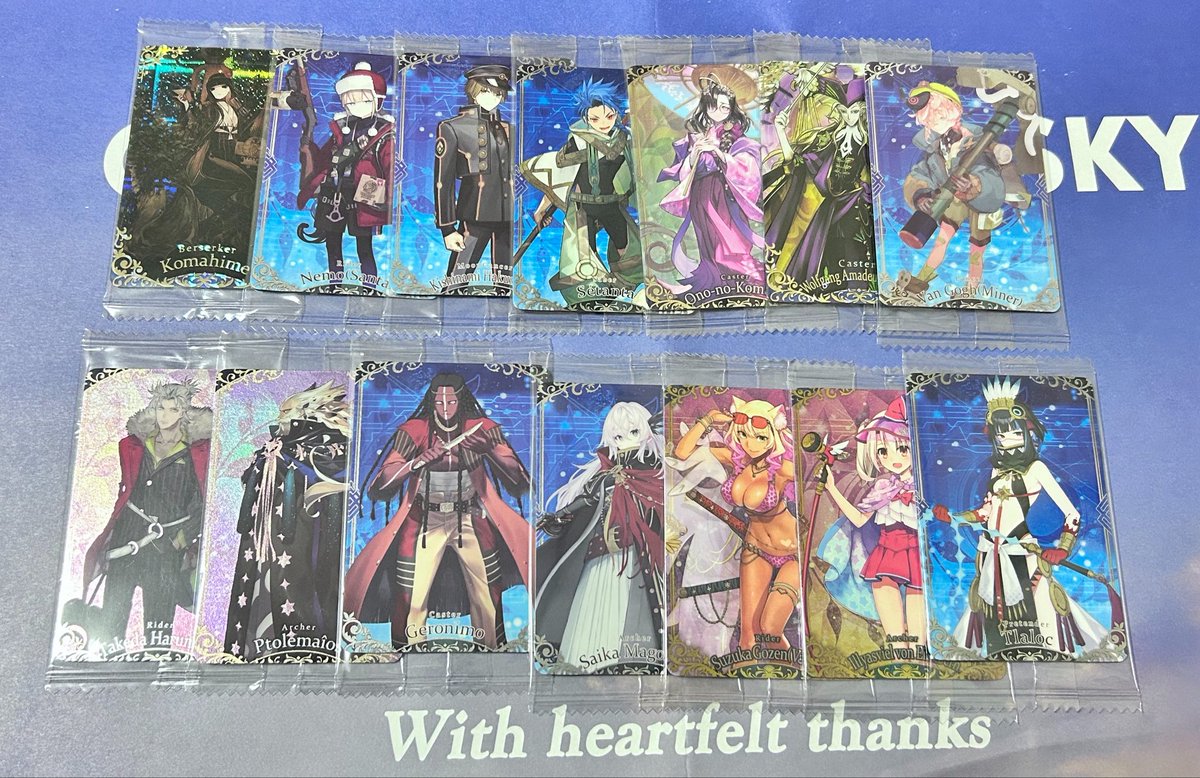 Siba_No_Yume's tweet photo. 【交換】FGO ウエハース

【譲】画像1〜3
【求】藤堂、原田など画像4

アルキャス、リリスは迷ってるため厳しめ
一枚目は🟧の子と交換希望
原田、藤堂は同数で集めたいためお時間いただく場合があります🙇‍♀️

都内手渡しor郵送 https://t.co/5e3fjIdlga