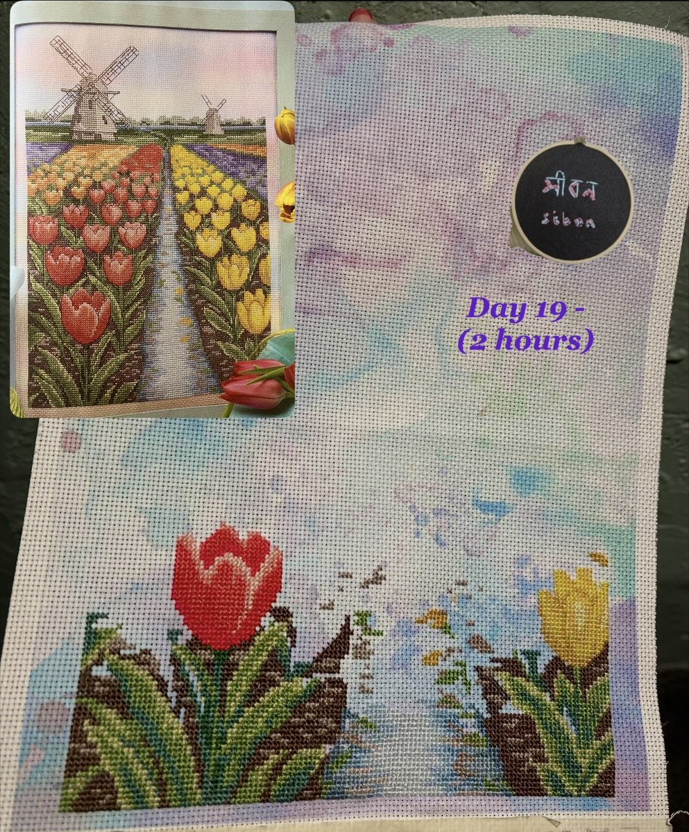 chernozems's tweet photo. #workinprogress
Tulip field cross stitch update - Day 19
2 hours of stitching over the weekend, did a bit on the mid bottom section.
#sibonbyprb https://t.co/equhj0c2Ww