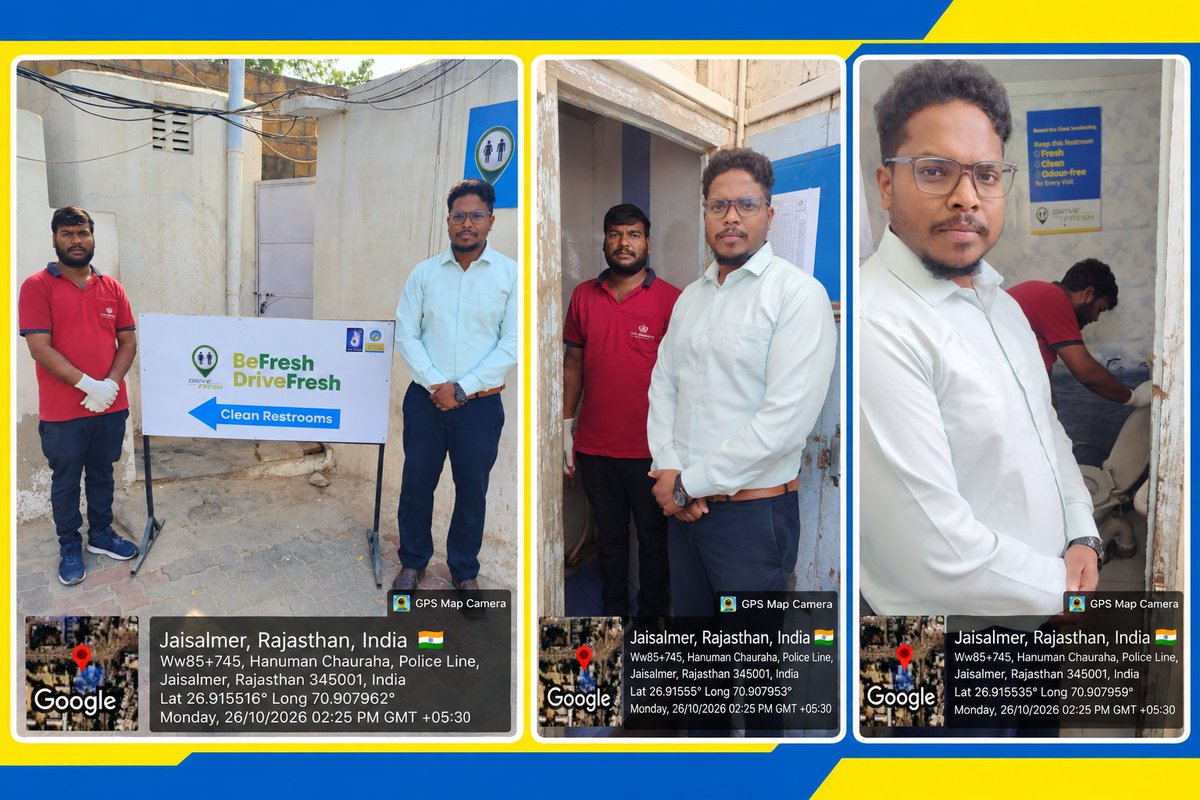 BpclJodhpur's tweet photo. FUEL UP. FRESHEN UP. DRIVE FRESH! 

At Shiv Shankar Gopikishan, #BPCL’s #DriveFresh promotes cleaner washrooms and happier journeys.
Scan #DARPAN. Rate your experience. Make every stop better!
#BPCLRetail #DriveFresh  #SwachhBharat #CustomerFirst #Hygiene #EnergisingLives https://t.co/DJvgYNwC5o