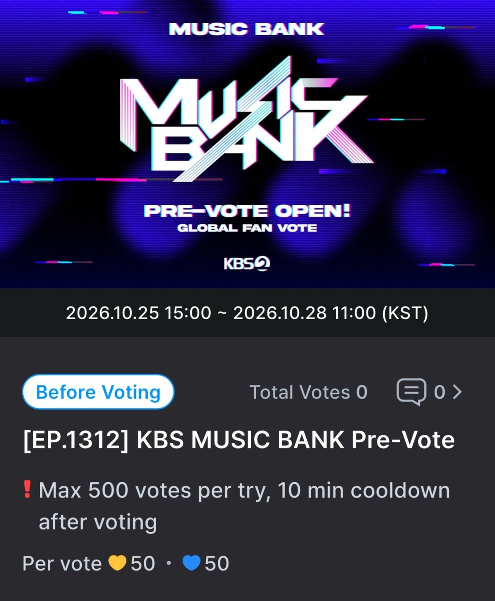 AniMazni_chan's tweet photo. 🚨🚨 VOTE ENDS on 28 OCT 2026 🚨🚨

⏰ Vote closed at 11 AM KST/ 10 AM MST

⚠️ Vote 'Star Trace' only! 
⚠️ Do not vote yet! These are unlimited votings so focus on collecting pts for now!

Guide 👇
https://t.co/gsZMVFwQo8 https://t.co/d2PESBidWT