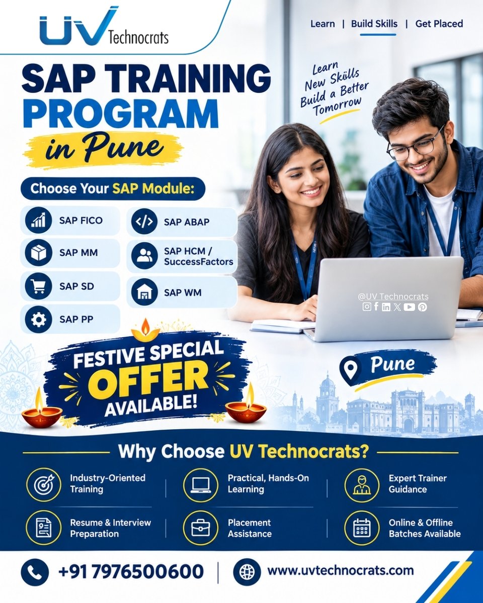 uv_technocrats's tweet photo. SAP TRAINING PROGRAM IN PUNE

SAP Course In Pune - https://t.co/sbW0n8EpJ1

SAP Training in pune - https://t.co/7J1MDppOhw 

🎁 FESTIVE SPECIAL OFFER AVAILABLE!
 
+91 7976500600

#SAPCourse #SAPTraining #SAPJobs #SAPFICO #UVTechnocrats https://t.co/zYrXo2hhjh