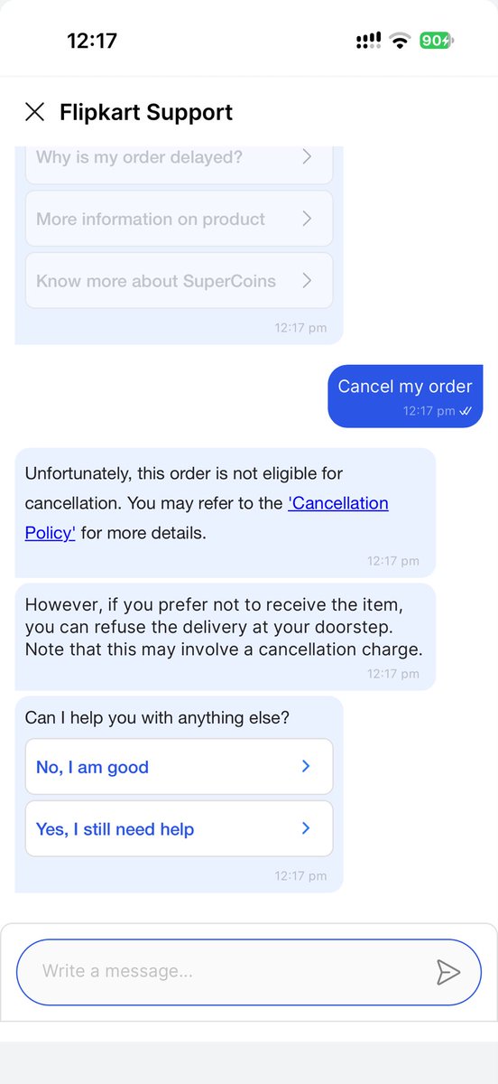 ya73418's tweet photo. @Flipkart @flipkartsupport enough of your crap now. I need to cancel my order. Do it and give me my refund. #FlipkartScam #FlipkartDelay #flipkartfraud #FlipkartBigScamDays https://t.co/ffHCIed9ej