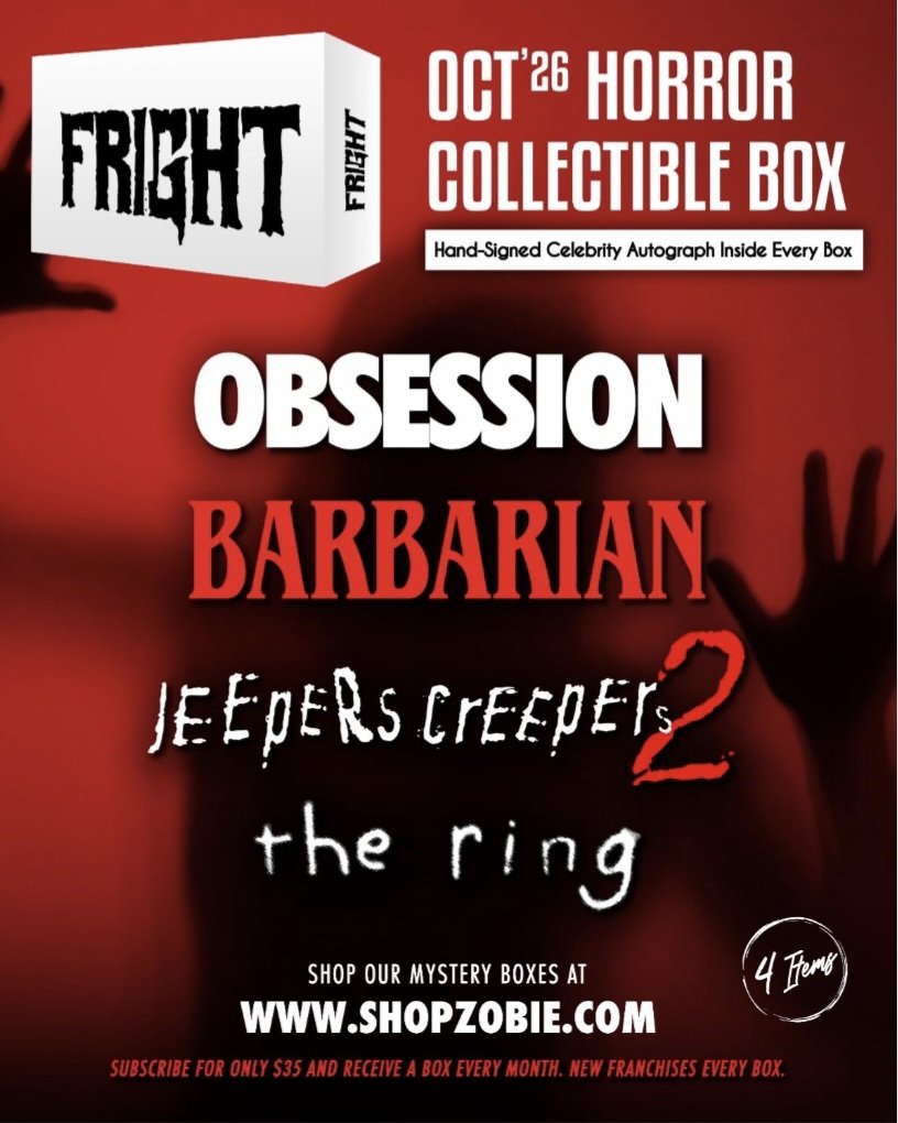 TALL_GUY_NY's tweet photo. October 2026 Zobie Fright Horror Mystery Box #zobie #obsession #barbarian #jeeperscreepers2 #thering #raywise https://t.co/UE9nCN4hf6