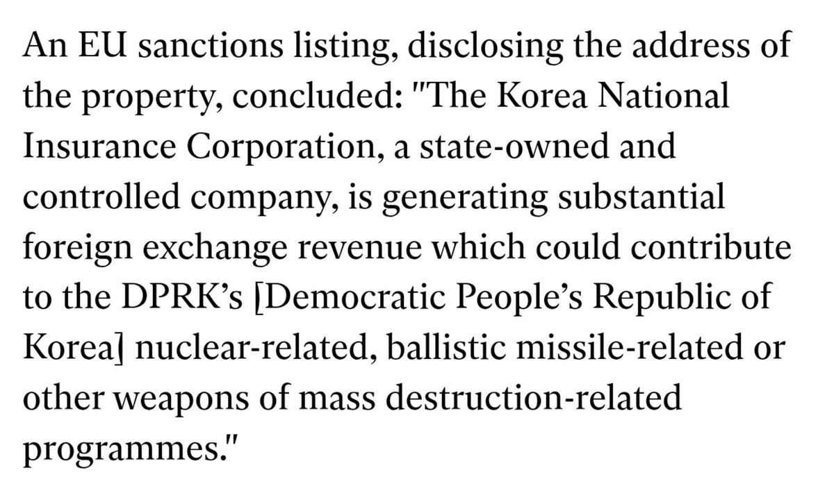 ShounakSinhaRay's tweet photo. The Crown fully operates North Korea's Nuclear Weapons Programme via 'Korea National Insurance Corporation', which maintains a property in Blackheath, London, called "Office 39". 

The amount funnelled through this London Shell Company every year is exactly 33 Million Pounds. https://t.co/QAzbq2oW6v