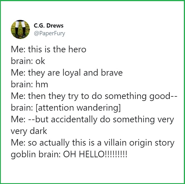 Writers_Write's tweet photo. Goblin brain activated #writingmemes #writinghumor #writingproblems #writerslife https://t.co/v4T1BIakLX