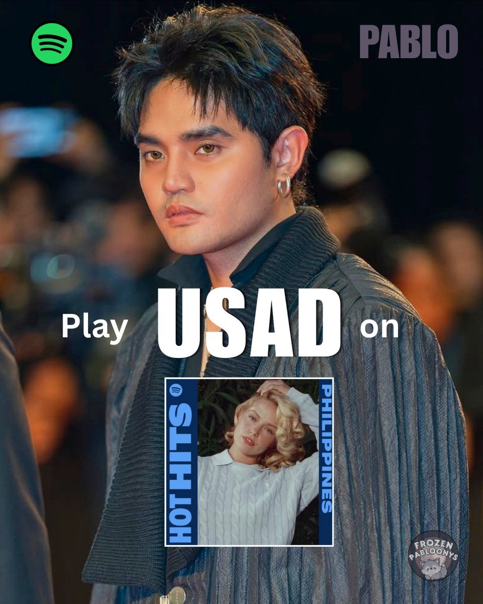 frzn_pabloonys's tweet photo. PABLO's "USAD" has been added to Spotify's Hot Hits Philippines, one of the country's most-followed playlists.
With almost 5M saves, this placement brings the track to an even wider audience nationwide. 🔥

🎧 Stream USAD on Hot Hits Philippines playlist: https://t.co/g7NbKAnmmI

⬇️ Share your USAD link below and help keep the momentum going!

#PABLO #USAD