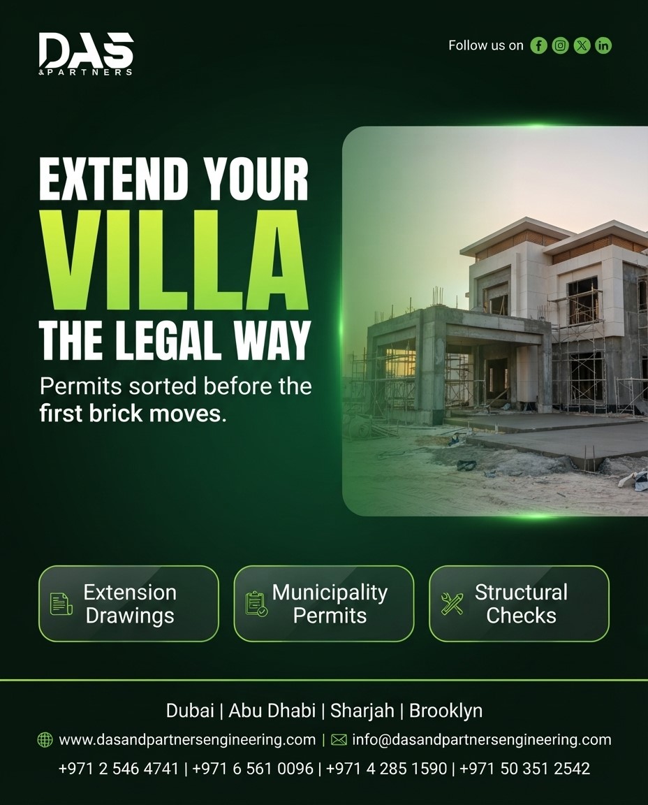 dasandpartners's tweet photo. Extend Your Villa the Legal Way
#VillaExtension #AbuDhabiVillas #DubaiVillas #BuildingPermits #MunicipalityApproval #StructuralEngineering #UAEConstruction #EngineeringConsultancy #UAEEngineering #DASandPartners #ConstructionIndustry https://t.co/baes8m1HoB