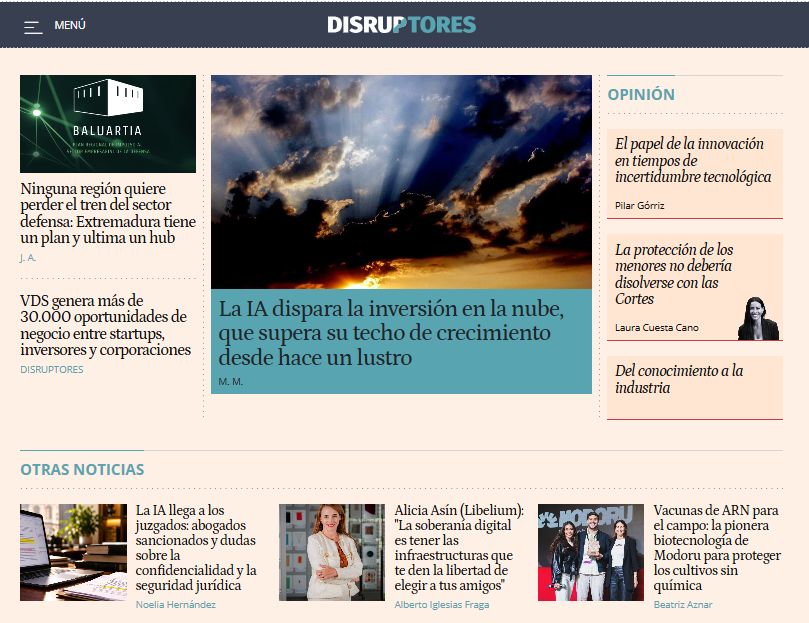 disruptoresee's tweet photo. 📰 ¡Buenos días! Nuestra portada:
➡️ https://t.co/fOTiOwoX22

💻 La inteligencia artificial dispara la inversión en la nube
➡️ https://t.co/Irgz2QTbQS

💻Extremadura, otra región en el barco de la defensa
➡️ https://t.co/wBQOa42Cri https://t.co/pg8cPmywQg