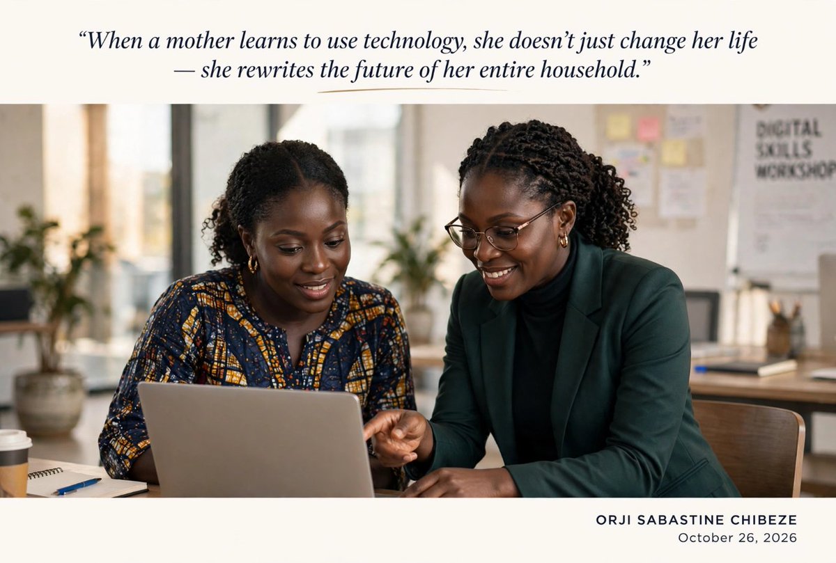de_realking's tweet photo. When a mother learns tech, a whole household levels up. 💻Bridging the digital gap isn't just about youth — it's about mothers, fathers, https://t.co/iWHnWz1HGT skill at a time.#DigitalInclusion #BridgingTheGap #TechForAll #MothersInTech By ORJI SABASTINE CHIBEZE | Oct 26, 2026 https://t.co/v4wD0poYst