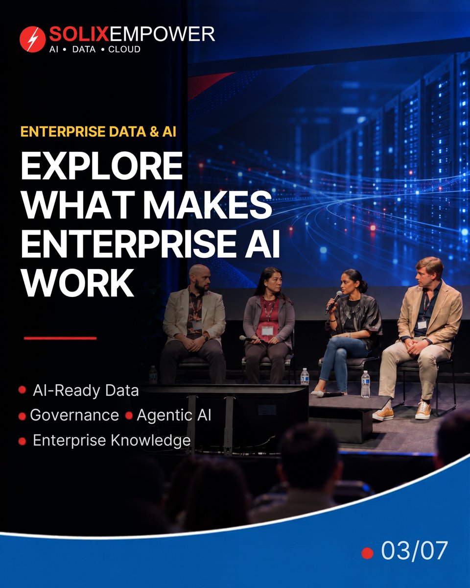 solixbigdata's tweet photo. Why attend #SOLIXEmpower 2026?

Enterprise AI insights. AI-ready data. Solix Academy. Student innovation. Industry connections.

Swipe through 5 reasons to join us.

📅 Oct 28–30 | UC San Diego
🔗 https://t.co/vhHcifoE9A https://t.co/TabkO0GUB3