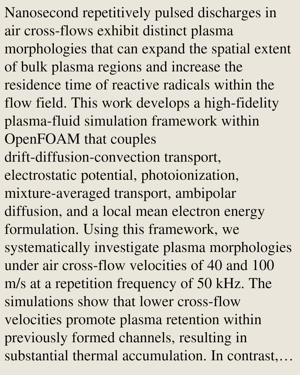 VPHM's tweet photo. Plasma morphology under nanosecond repetitively pulsed discharges with air cross-flow: A simulation study

Gihun Shim, Praise Noah Johnson, Taaresh Sanjeev Taneja, Suo Yang
https://t.co/XMXZZyIVBL [𝚙𝚑𝚢𝚜𝚒𝚌𝚜.𝚙𝚕𝚊𝚜𝚖-𝚙𝚑] https://t.co/x9r5JBHGTC