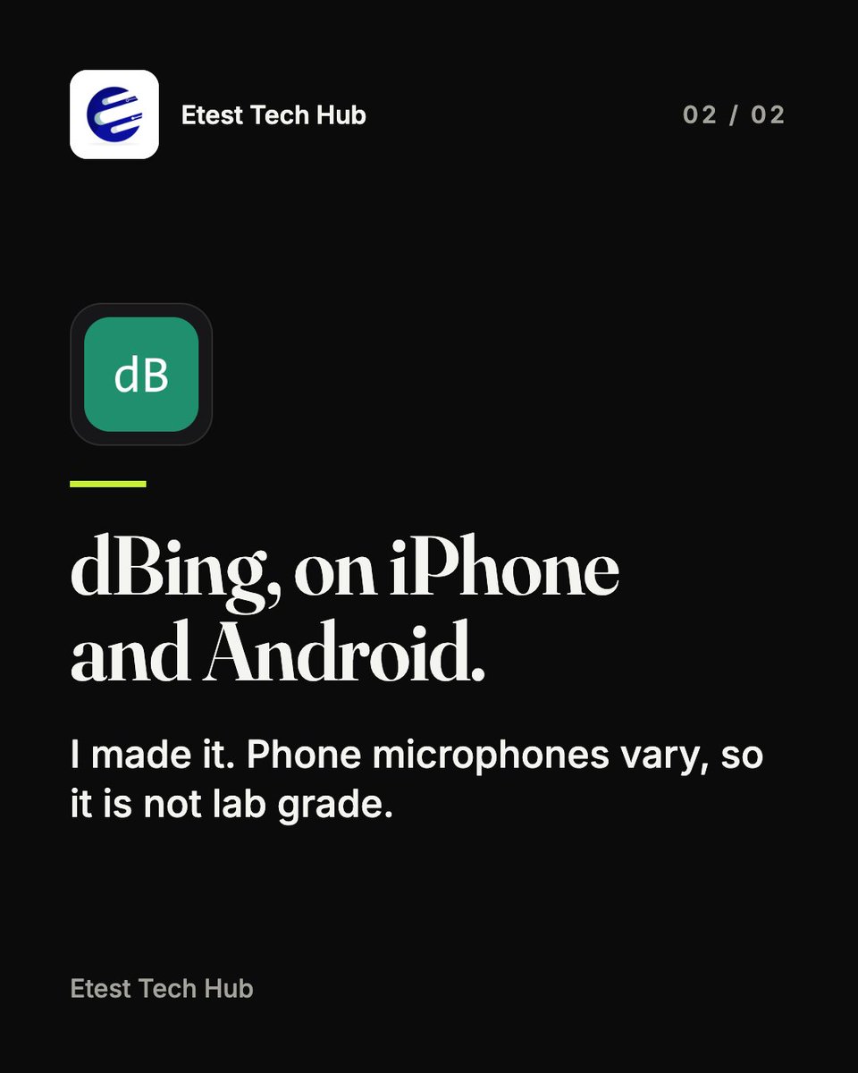 etesttechhub's tweet photo. A noise reading is three numbers, not one: lowest, average and highest over a session. dBing shows all three with a live waveform on iPhone and Android. Phone mics vary, so it is not lab grade. I made it. https://t.co/4PLf58tqus #dBing #soundmeter https://t.co/wpEZf6gQ94