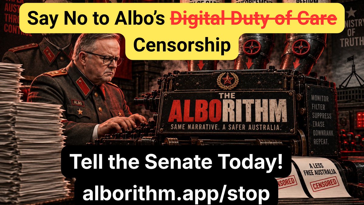 FSUofAustralia's tweet photo. Albo's so-called 'Digital Duty of Care' is really just about more censorship of ordinary Australians!

Please tell the Senate today that this is not on by making a submission!
