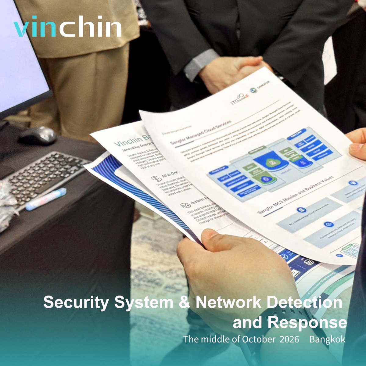 VinchinSoftware's tweet photo. Strengthening Data Protection &amp; Cybersecurity in Bangkok!

🔴Start a 60-day full-featured FREE trial to discover more about Vinchin Backup &amp; Recovery: https://t.co/y5Jmc91Ac2 https://t.co/9IFiC830FU