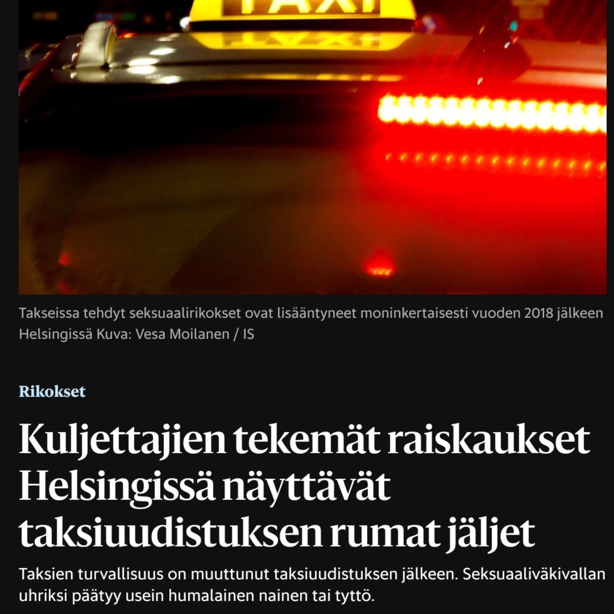TereSammallahti's tweet photo. Humanitaarinen maahanmuutto pitää keskeyttää, kunnes taksien, koulujen ja katujen turvallisuusongelmat on ratkaistu.

Näitä ongelmia ei ratkaista taksamittareilla tai kotouttamispalveluilla, vaan tiukalla valikoivuudella ja matalalla karkoituskynnyksellä.
https://t.co/11plzVeiLb https://t.co/ppzb3EIobI