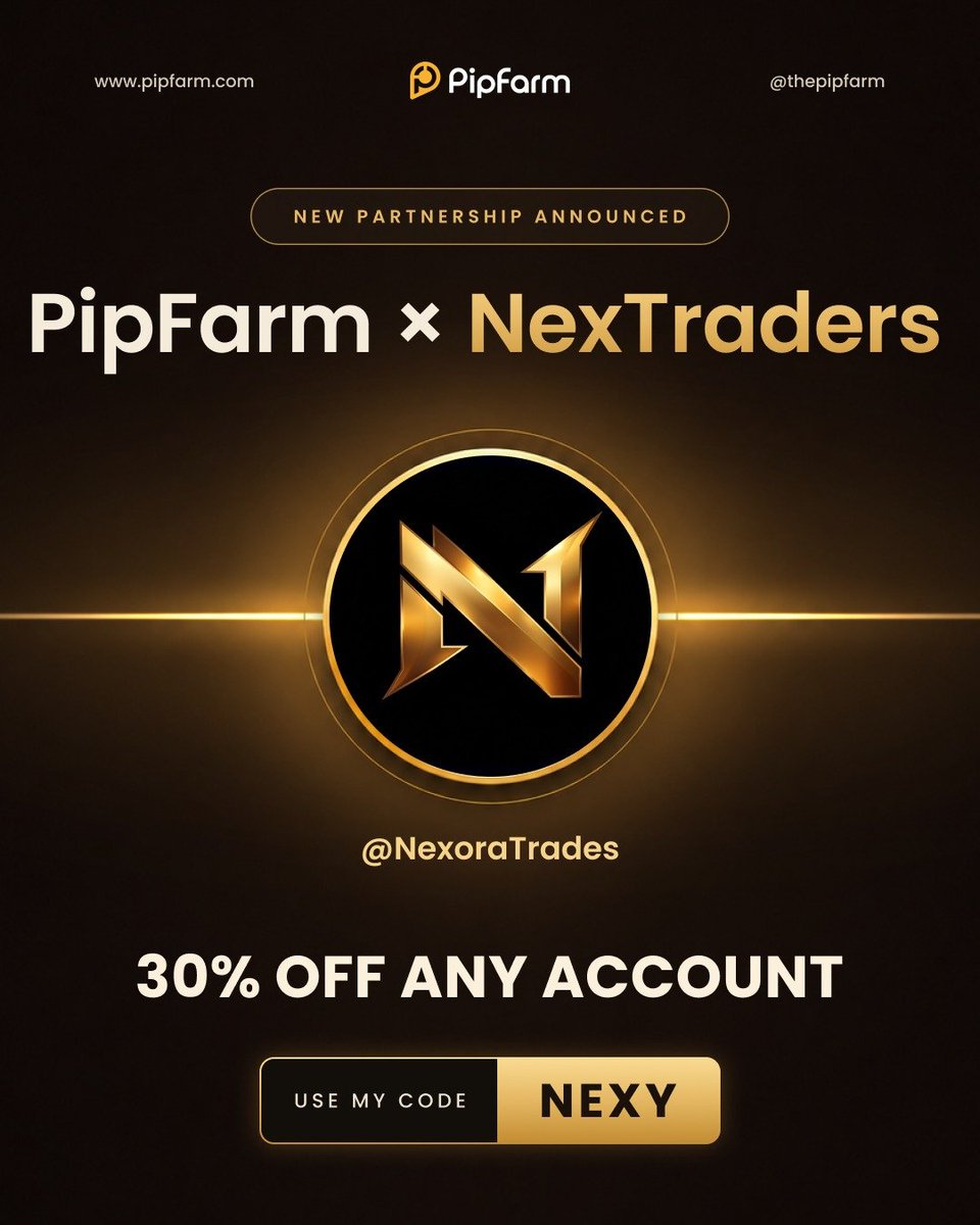 nexytrade's tweet photo. New partnership unlocked! 🔓
I'm now an affiliate partner of @ThePipFarm.

Their Pay With Profits (PWP) model caught my attention — challenges start from just $7, with the remaining fee covered from future profits under the model's terms. 💰

🔥 Use code NEXY for 30% OFF
👉 https://t.co/kCllkpYlVb

Check it out! 🤝