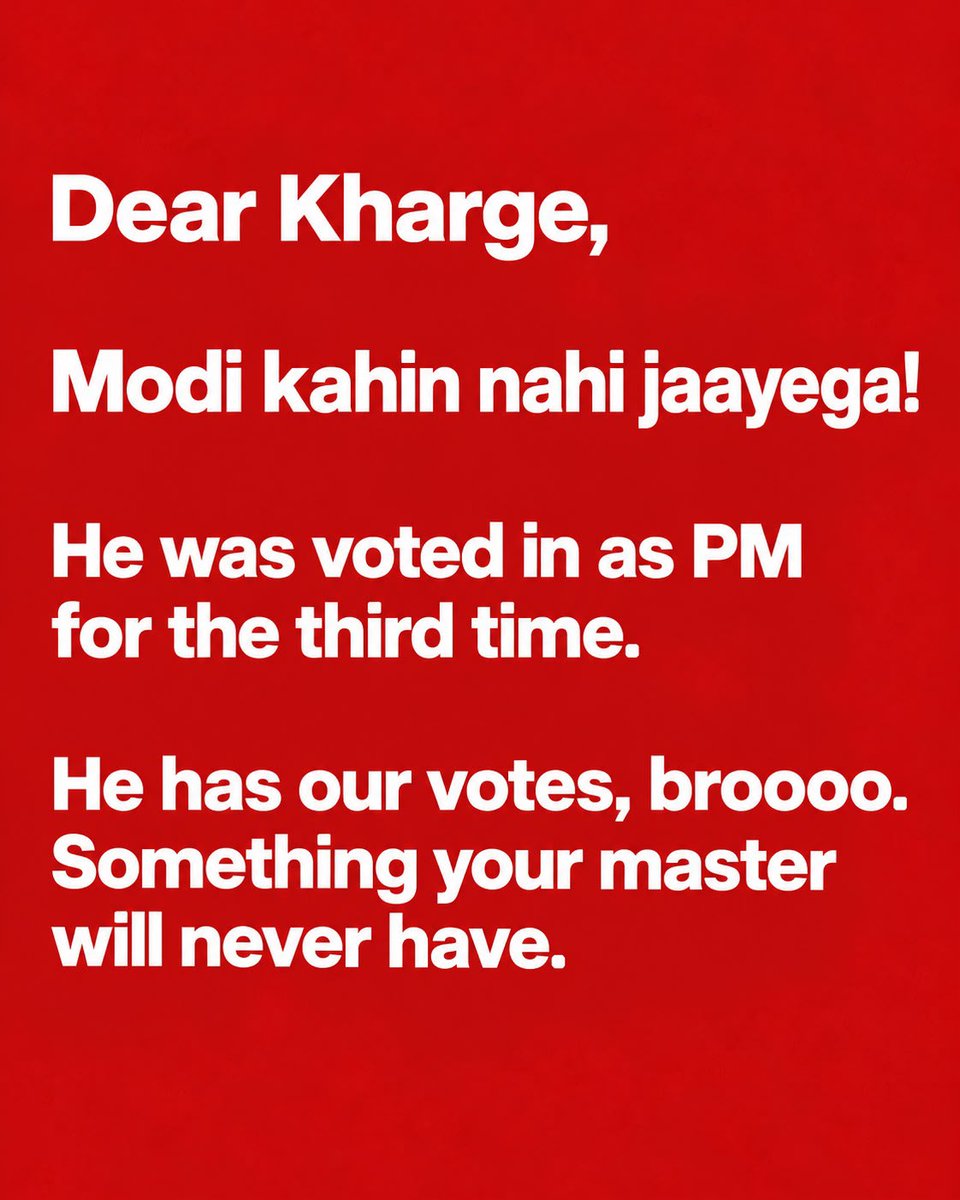 BJP4India's tweet photo. We've a message for Congress, RaGa and Kharge: 

𝐈𝐭'𝐬 𝐃𝐎𝐍𝐄, 𝐁𝐫𝐨𝐨𝐨𝐨! 😎📈 https://t.co/V9KzbdcP4S