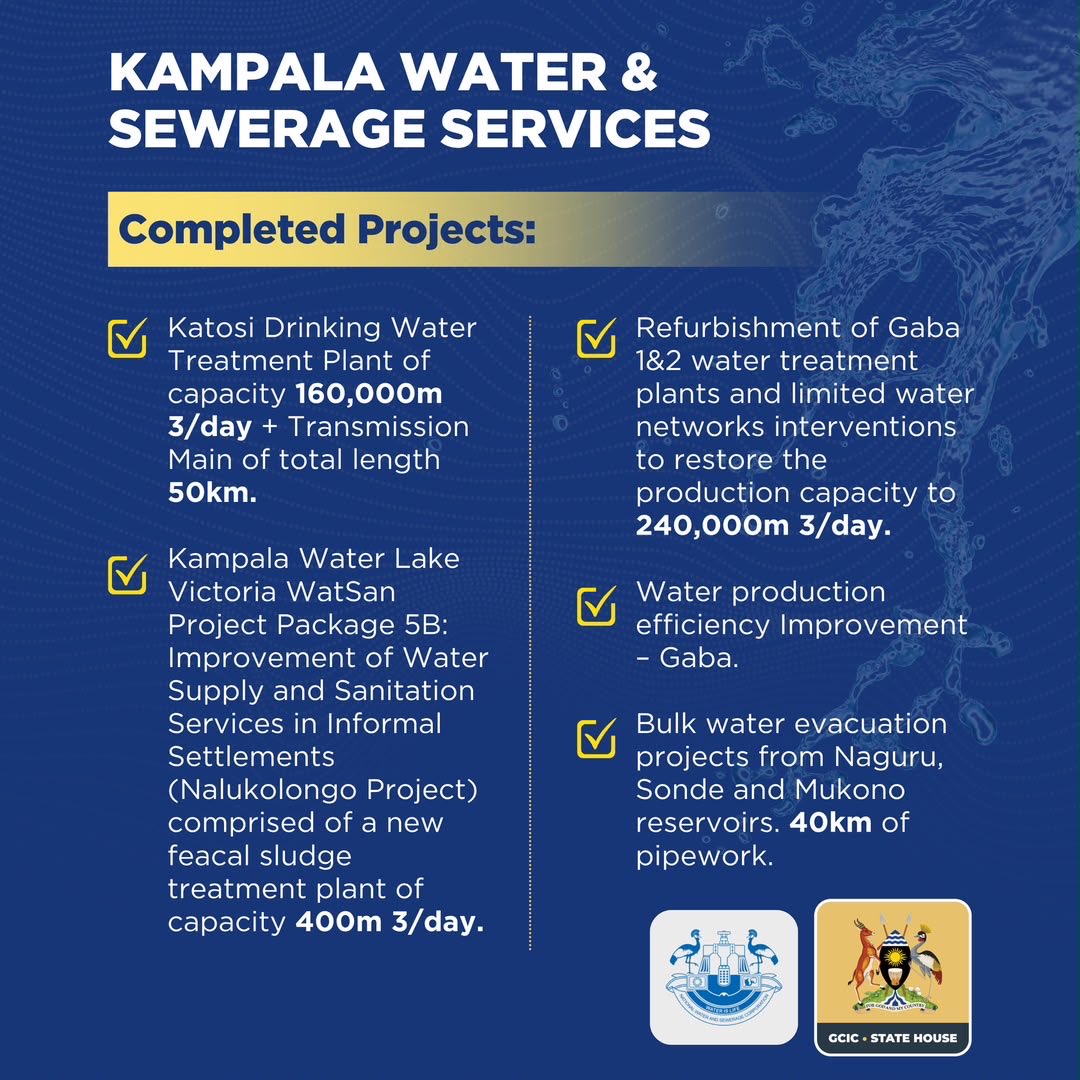GCICUganda's tweet photo. Access to reliable water is improving across Kampala and surrounding areas through completed projects by @nwscug. 

Water supply improvements in areas including Nasana, Kawanda, Kazi, Kabuuma, Lubowa, Seeta-Bukerere and Buddo are helping address intermittent supply and improve service delivery to communities. #OpenGovUg