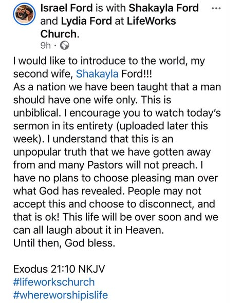 yabaleftonline's tweet photo. American prophet and his wife announce they are in a polygynous marriage; introduce his second wife in church. https://t.co/73ZRTzpfPC